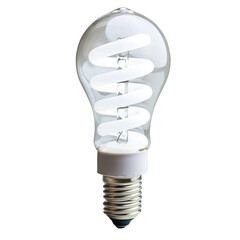 Poster - Energy efficient light bulb with spiral design, ideal for home lighting. This bulb combines modern aesthetics with functionality, providing bright illumination while saving energy