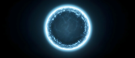 Poster - Glowing Blue Circle Design On Dark Background