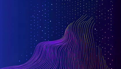 Aufkleber - Abstract digital waves and star patterns with a gradient blue and purple background for modern design