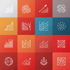 Poster - Assortment of digitally generated data visualizations on square patterned backgrounds