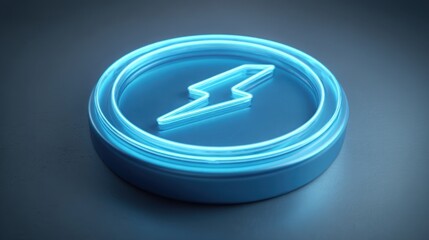 Poster - A striking blue light emitting from a deep black background symbolizing energy and modern technology