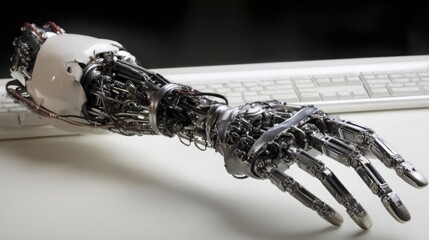 Poster - Advanced robot hand representing machine confirmation in automated trust validation processes for dynamic assurance