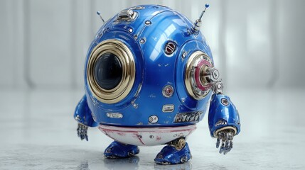 Poster - Charming blue robot toy depicting automation planner and workflow task management in a creative playful context