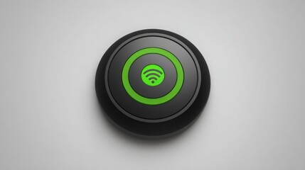 Poster - Green wireless button representing autonomous signal hub concept for self-managed data communication systems