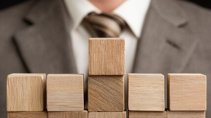 Poster - Person holding a wooden block signifying blockchain-authenticated investor id concept for verified investment strategies