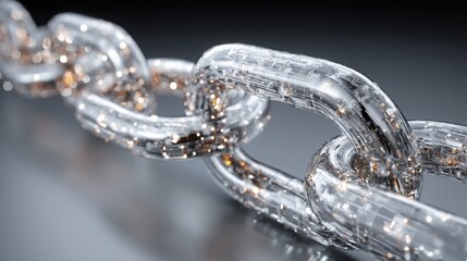 Poster - chain with light shining on it symbolizing blockchain-coded asset splitter and the concept of logic-