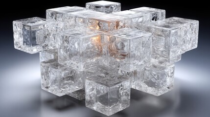 Poster - A single cube of ice highlighting the cold and crisp nature of finance and blockchain concepts in modern economy