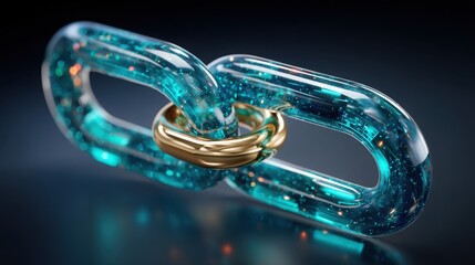 Poster - Interlocking chain featuring a gold symbolizing strength and security in a trustless income flow concept