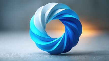 Poster - Blue and white circular shape representing business echo flow and concept of reverberating action in a loop design