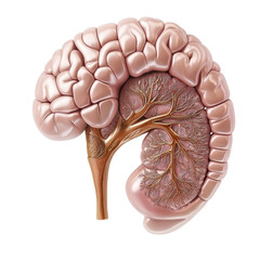 Poster - This depicts stylized representation of brain with tree like structures, symbolizing connection between neural pathways and nature. intricate details highlight complexity of brain anatomy and its