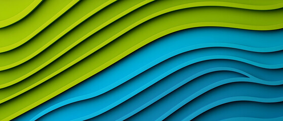 Poster - Abstract Background Design With Green And Blue Waves