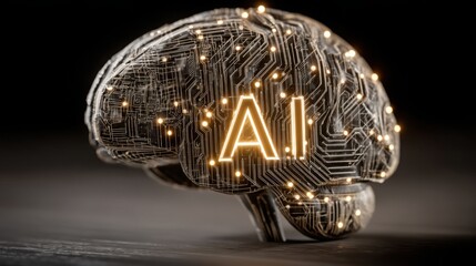Poster - A brain with a circuit embedded in the middle representing the fusion of cloud ai and distributed intelligence concepts