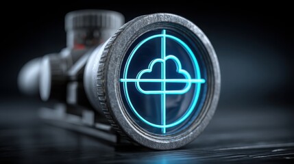 Poster - Illuminated blue symbolizing cloud-based business radar concept for remote performance and strategic insight