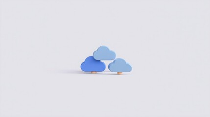 Poster - Two blue hearts on a clean white background symbolizing love and emotional connection in minimalist design