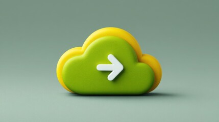 Poster - Green cloud design featuring a white arrow signifying progress and direction in a modern conceptual framework