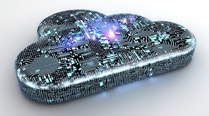 Poster - Cloud with circuit design on its surface illustrating the fusion of traditional concepts and modern technology