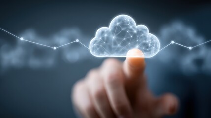 Poster - Conceptual cloud computing image depicting a cloud linked investor dashboard icon concept for remote financial insights