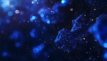 Poster - Abstract digital design of glowing blue forms.