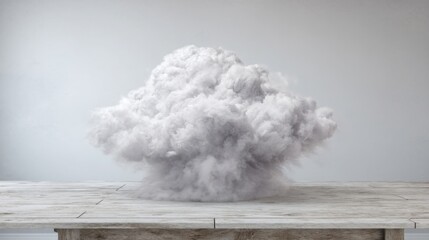 Poster - Cloud resting on a table illustrating the concept of a cloud-mapped market strategy icon for financial planning