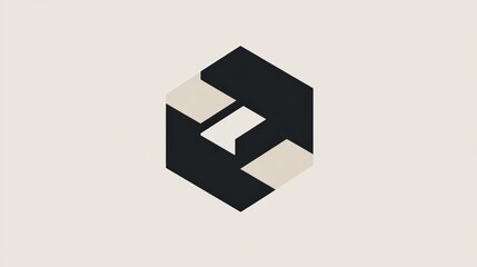 Poster - Geometric hexagon with abstract letter F, perfect for modern design projects