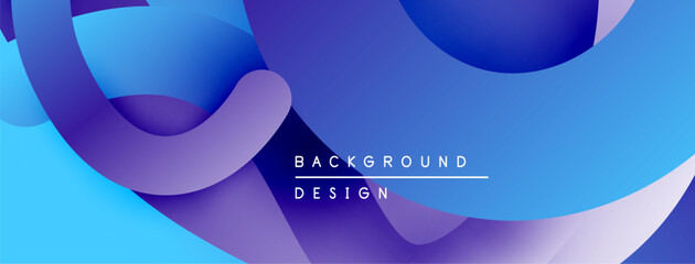 Fototapete - Abstract fluid shapes, blue purple gradients. Modern design element for backgrounds, presentations, digital art. Smooth curves create dynamic composition.
