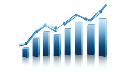 Poster - abstract chart with blue data lines and bar graphs on a white background, highlighting financial pro