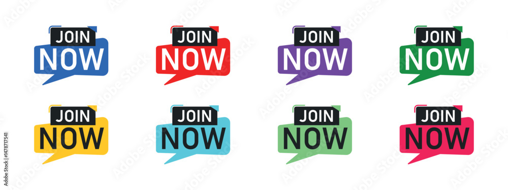 Vetor Join Now Button Label Set, Call to Action Banner, Signup Prompt ...