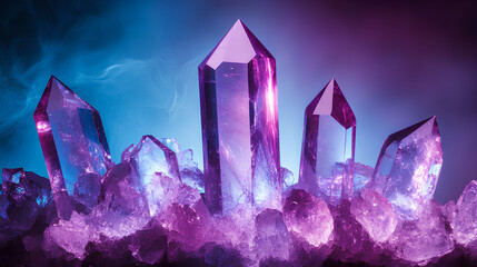 Poster - abstract purple pink blue crystal background