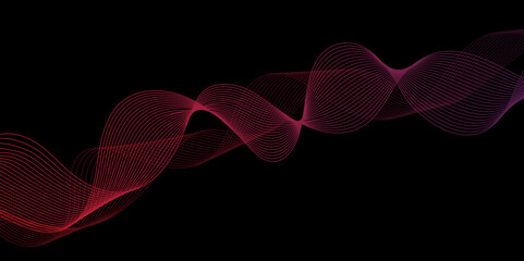 Poster - abstract black background with red line. modern template abstract design flowing particles digital f