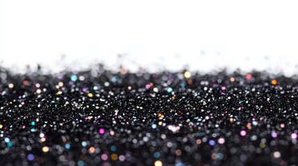 Poster - Intense Black Glitter Texture Background with Rainbow Hues for Crafting
