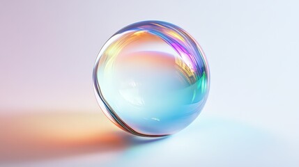 Poster - Iridescent Spherical Orb with Shifting Light Spectrum on Clean Background