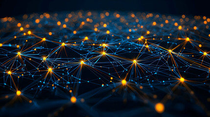 Poster - Abstract Network Design With Glowing Lines And Dots