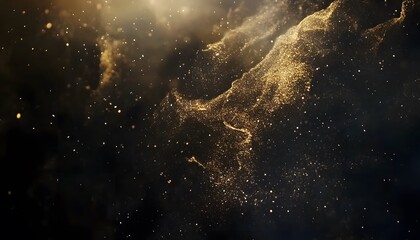 Poster - Abstract digital rendering of a golden nebula.