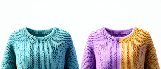 Poster - Two Tone Knitted Sweaters In Pastel And Vivid Colors