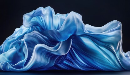 Wall Mural - Fluid, vibrant blue fabric drapes
