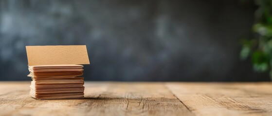 Aufkleber - Minimalist Paper Stack Rustic Wooden Surface Editorial Mockup for Creative Content, Branding Design, and Sustainable Workplace Storytelling
