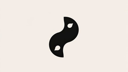 Poster - Minimalist abstract design featuring a stylized black shape with teardrop accents