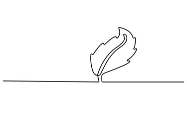Poster - leaf drawn with one continuous line. Single line drawing of an chestnut leaf. A colored chestnut leaf icon in the form of a continuous line. Single line icon. Vector illustration.