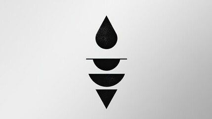 Poster - Minimalist Geometric Composition with Water Droplet on Neutral Background
