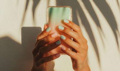 Aufkleber - Pastel Y2K Digital Minimalism Gen Z Aesthetic Manicure with Translucent Tech Accessory - Soft Tone Mobile Lifestyle Content