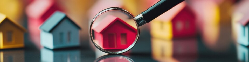 Poster - Precision Real Estate Analytics Minimalist Property Selection Visualization with Magnifying Lens - AI-Driven Market Insights for Strategic Investment Optimization