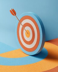 Fototapete - Precision Targeting Minimalist Mid-Century Modern Archery Goal Visualization for Strategic Business Performance and Innovative Branding Solutions