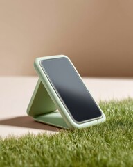 Aufkleber - Minimalist Eco-Tech Lifestyle Sustainable Solar Charging Solution Blending Nature and Digital Connectivity for Modern Urban Wanderers and Remote Workers