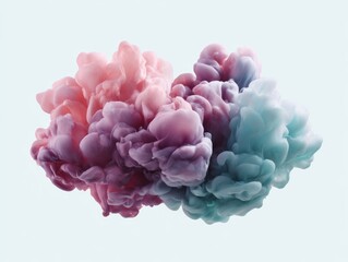 Fototapete - Ethereal Digital Art Fluid Pastel Cloud Formations in Soft Mint, Lavender and Rose - Innovative Branding Visual for Mindful Tech and Creative Industries