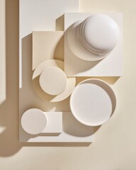 Poster - Minimalist Geometric Product Display Sculptural Neutral-Toned Cylinders Showcasing Premium Aesthetic for Contemporary Brand Marketing and Design Innovation