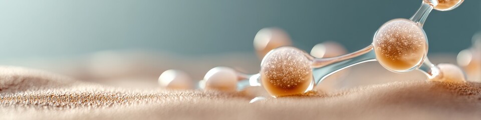 Aufkleber - Futuristic Hydrogen Molecule Visualization Cutting-Edge Clean Energy Research with Luminescent Spherical Nodes in Macro Scientific