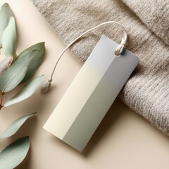 Poster - Minimalist Eucalyptus Bookmark Mockup Soft Neutral Palette Design for Modern Reading Enthusiasts - Elegant Literary Accessory with Sustainable Aesthetic