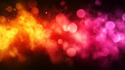 Aufkleber - Abstract Colorful Bokeh: Vivid, dynamic interplay of warm orange and cool pink bokeh circles, creating an energetic and visually captivating abstract background.