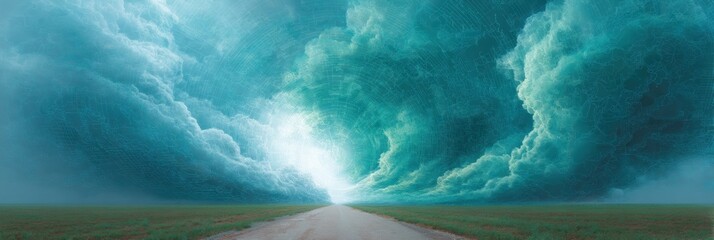Fototapete - Immersive Climate Crisis Visualization Turbulent Atmospheric Data of Extreme Weather Phenomena - Cutting-Edge Environmental Communication and Climate Tech Narrative