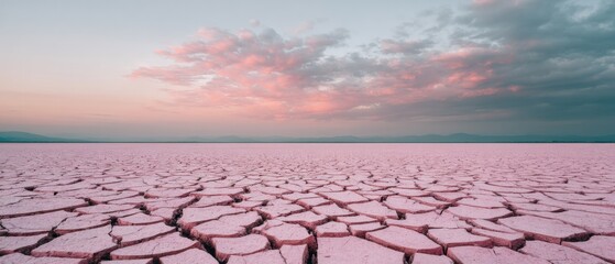 Aufkleber - Climate Crisis Aesthetics Ethereal Drought Landscape with Pastel Cracked Earth - Eco-Conscious Visual Storytelling for Environmental Awareness Campaigns